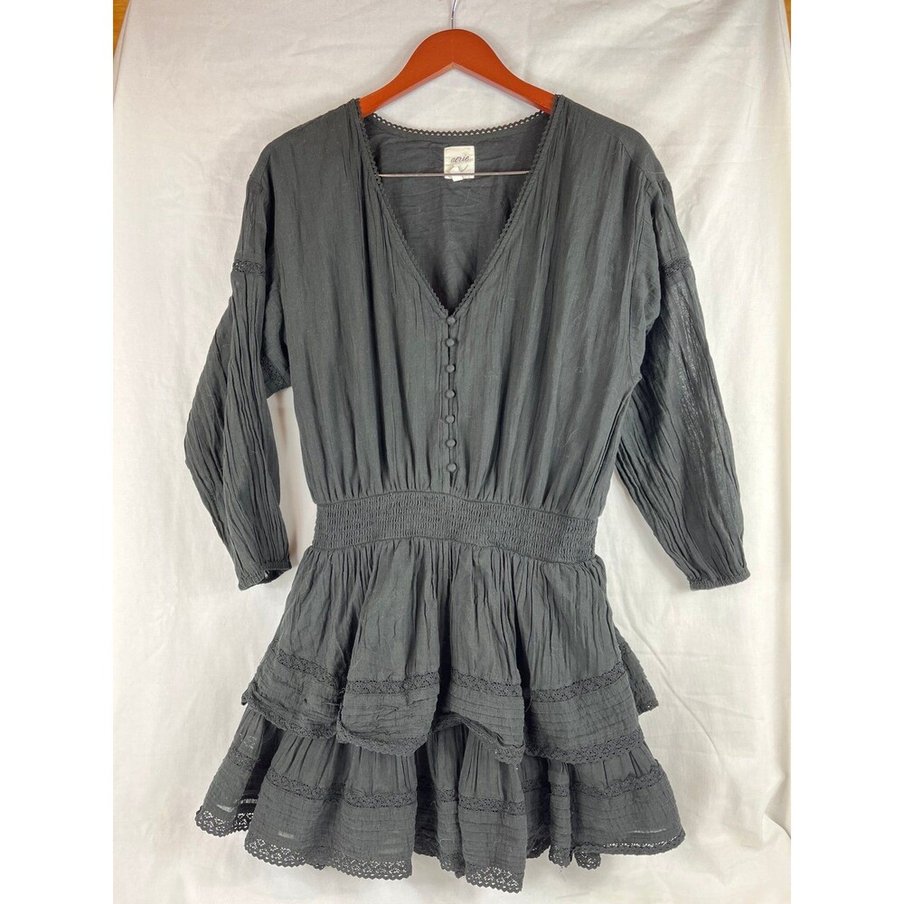 Aerie Rock & Ruffle Dress Black Size M